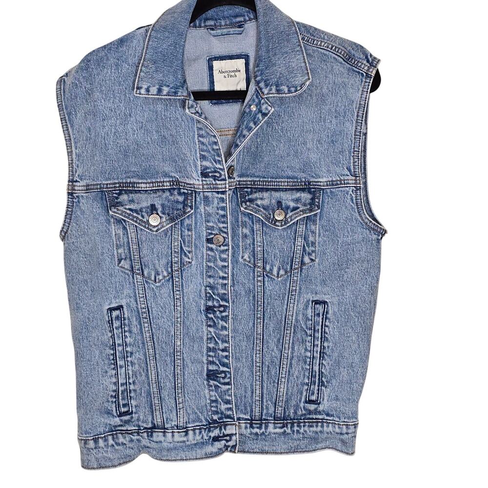 Abercrombie & Fitch Denim Vest Womens Small Trucker Style 90’s Jean Jacket Y2K